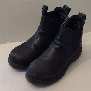 Men's Black Ariat Short Pull On Leather Boots Sz 7.5/ Women's 9